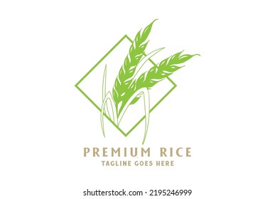Simple Minimalist Wheat Grain Rice Grass for Bread Cake Bakery Product or Brewery Craft Beer Logo Design