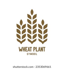 Simple Minimalist Wheat Grain Rice Vector Icon Illustration design
