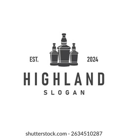 simple minimalist whiskey logo design, bourbon drink design old retro vintage ornament illustration symbol brand product template, business, bar, cafe, restaurant