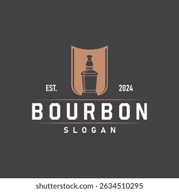 simple minimalist whiskey logo design, bourbon drink design old retro vintage ornament illustration symbol brand product template, business, bar, cafe, restaurant