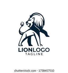 Simple minimalist wild lion mascot logo design vector template