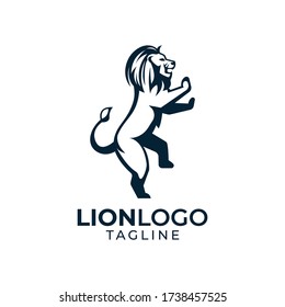 Simple minimalist wild lion mascot logo design vector template