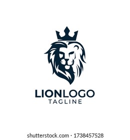 Simple minimalist wild lion mascot logo design vector template