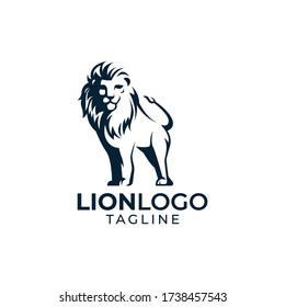 Simple minimalist wild lion mascot logo design vector template