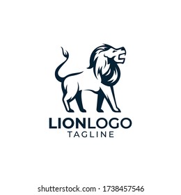 Simple minimalist wild lion mascot logo design vector template