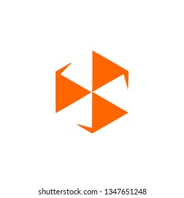 Simple minimalist windmill logo design vector. Netherlands orange windmills
