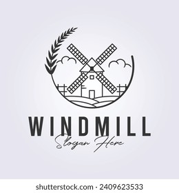diseño simple minimalista de plantillas de logotipo de molino de viento, ilustración vectorial diseño de iconos de molino de viento