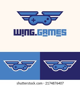 simple minimalist wing gamepad joystick logo design