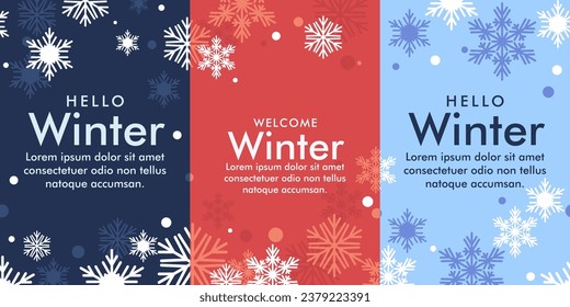 simple minimalist winter vector design illustration background with snowflake theme design. for banner, poster, social media, promotion