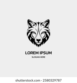 simple minimalist wolf head logo template illustration icon element isolated on white background