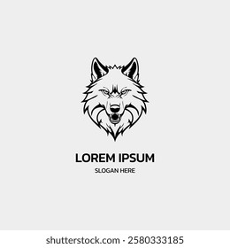 simple minimalist wolf head logo template illustration icon element isolated on white background