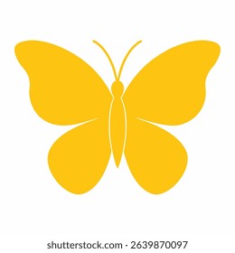 A simple, minimalist yellow butterfly design. Features a clean, vector illustration suitable for icons, logos, or graphic elements.