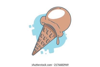 Simple minimalistic Abstract isometric flat decorative ice cream, Geometric element, Gradient Blue, mint. Illustration