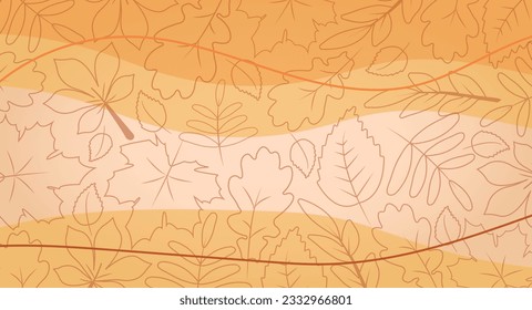 Einfach minimalistischer Herbsthintergrund orangefarben. Rahmenblätter auf dem Hintergrund, Verwendung für Präsentation, Flyer und Broschüre, Karten, Landing, Website Design. Vektorgrafik.