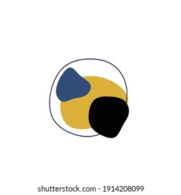 
Simple minimalistic blue yellow black background organic shape logo icon design