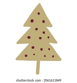 Simple minimalistic Christmas tree hand drawn childish doodle. Festive New Year, winter holiday clip art design element vector isolated on white background.