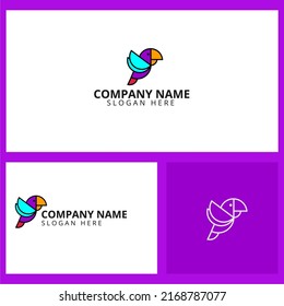 Simple And Minimalistic Colorful Bird Geometric Logo