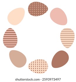 Simple minimalistic Easter eggs border with copy space in trendy Mocha Mousse color. Perfect vector illustration for card, poster, sticker, label, sale. 