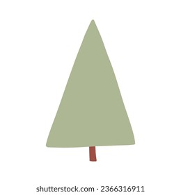 Simple minimalistic fir tree, flat vector illustration isolated on white background. Hand drawn nature and forest element. Great for Christmas and winter designs.