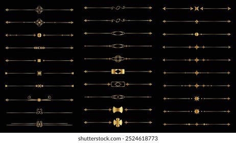conjunto de elementos divisores de borda dourada minimalista simples