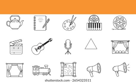 Ilustraciones simples y minimalistas del arte de la línea dibujada a mano que representan diversos conceptos creativos