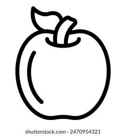 Simple and minimalistic handdrawn black and white apple illustration, perfect for coloring books, educational materials, and vegan and vegetarian logos