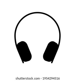 Auriculares minimalistas simples, auriculares con un icono de línea negra sólida. Símbolo aislado de estilo plano y moderno, utilizado para: ilustración, contorno, logotipo, móvil, aplicación, emblema, diseño, web, sitio, ui, ux. EPS vectorial 10