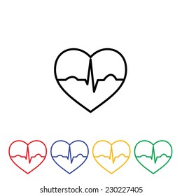 Simple minimalistic heart ecg icon design abstract