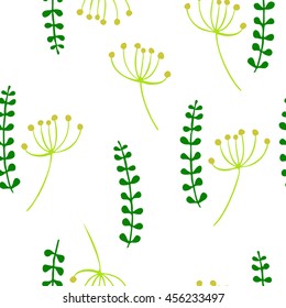 Simple minimalistic herbs vector seamless pattern. 