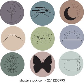 Simple and minimalistic icons with different little drawings.