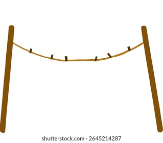 A simple and minimalistic illustration of a clothesline pole with a rope and several clothespins attached