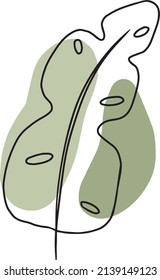 Simple and minimalistic line leaves with green splashes.