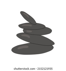 Piedras de masaje simples y minimalistas, ilustración plana vectorial aislada en fondo blanco. Conceptos de spa, relajación y meditación. Masaje de piedras calientes.