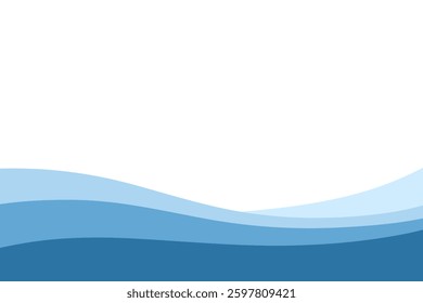 Simple minimalistic modern abstract blue sea wave background, vector illustration. Decorative graphic element for banners, posters, covers, flyers with an empty space for text, flat design