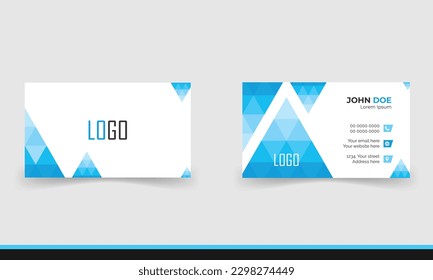 Simple minimalistic and modern business card template in blue and white color.