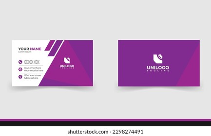 Simple minimalistic and modern business card template in pink color combination.