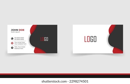 Simple minimalistic and modern business card template in red and black color.