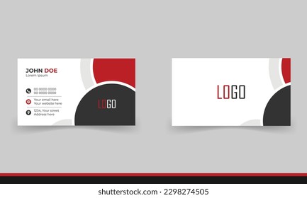 Simple minimalistic and modern business card template in red and black color.