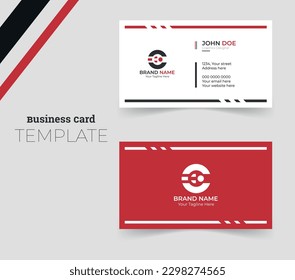 Simple minimalistic and modern business card template in red and black color.