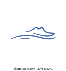 Logo simple y minimalista del paisaje montañoso