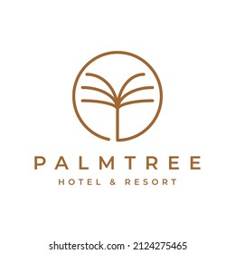 simple and minimalistic palm tree with luxurious lines logo design