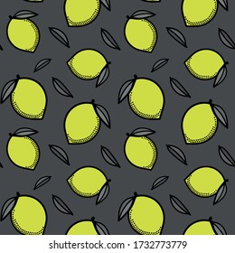 Simple minimalistic pattern with citrus fruits. Stylish modern print with lemons. Packing, scrapbooking, postcard or background. A print for a dress or shirt. EPS 10
