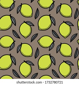  Simple minimalistic pattern with citrus fruits. Stylish modern print with lemons. Packing, card or background. A print for a dress or shirt. EPS 10
Simple minimalistic pattern with citrus fruits. 