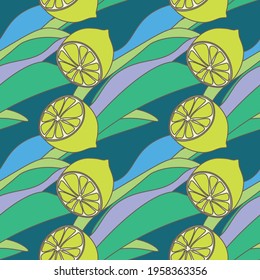 Simple minimalistic pattern with citrus fruits. Stylish modern print with lemons. Packing, scrapbooking, postcard or background. A print for a dress or shirt. EPS 10
