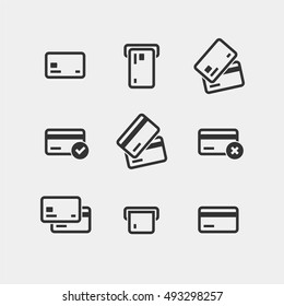 Simple minimalistic plastic card icon set