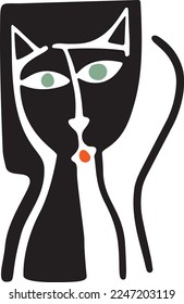 simple minimalistic portrait of the cat