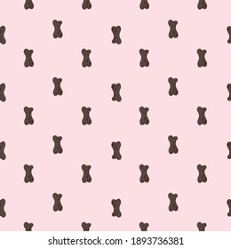 Simple minimalistic seamless pattern with cartoon dark grey bones silhouettes. Pastel pink background. Stock illustration. Vector design for textile, fabric, giftwrap, wallpapers.