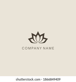 Simple, minimalistic, stylized lotus flower symbol or logo, made from one solid piece. Made with a solid spot.