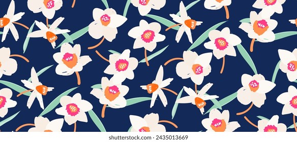 Simple minimalistic summer tropical floral seamless pattern