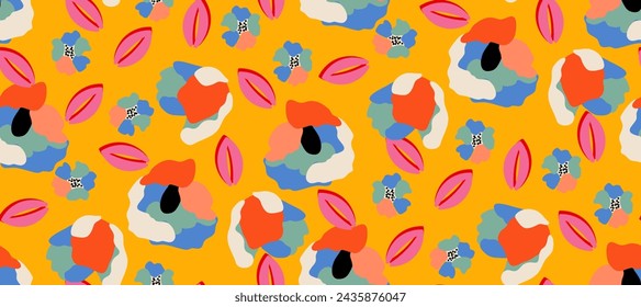 Simple minimalistic summer tropical floral seamless pattern